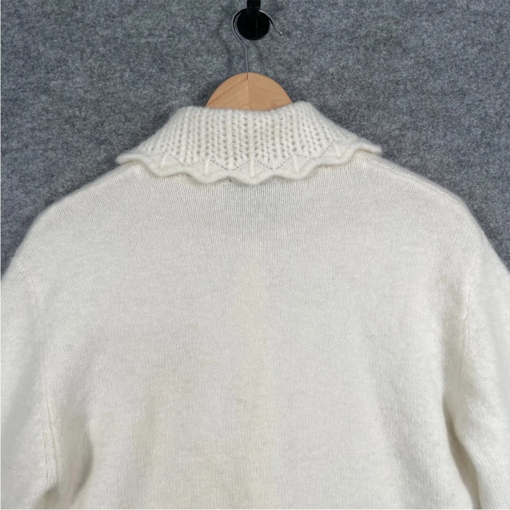 & OTHER STORIES Cardigan Sz Medium Womens Beige Knit Wool Blend Cropped Button - Picture 12 of 12
